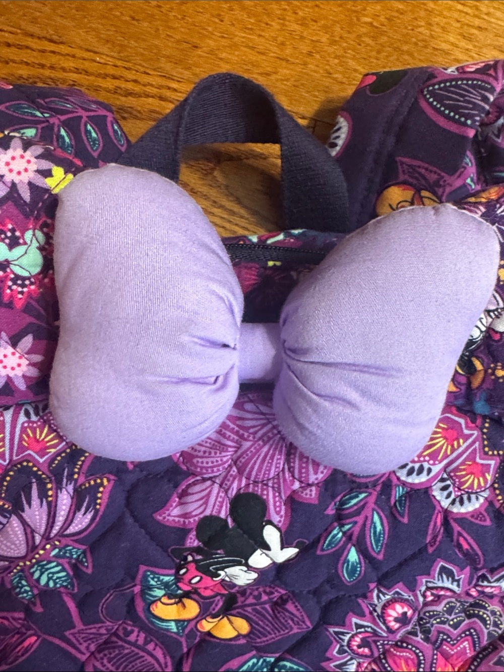 Vera Bradley Disney Purple Floral Mickey Backpack with Bow Accent and wallet - Picture 5 of 11
